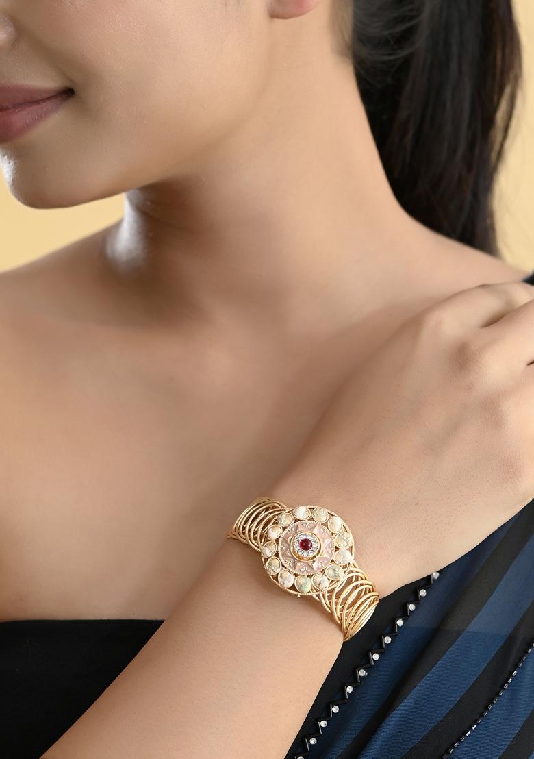 Gold Kundan Studded Circulars Bracelet