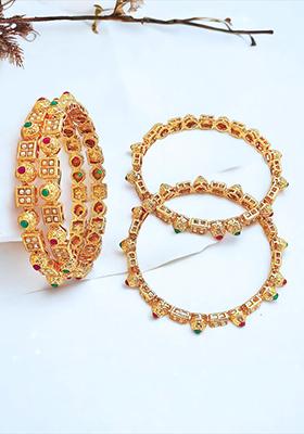 Gold Plated Pearl Enchanted Bangles