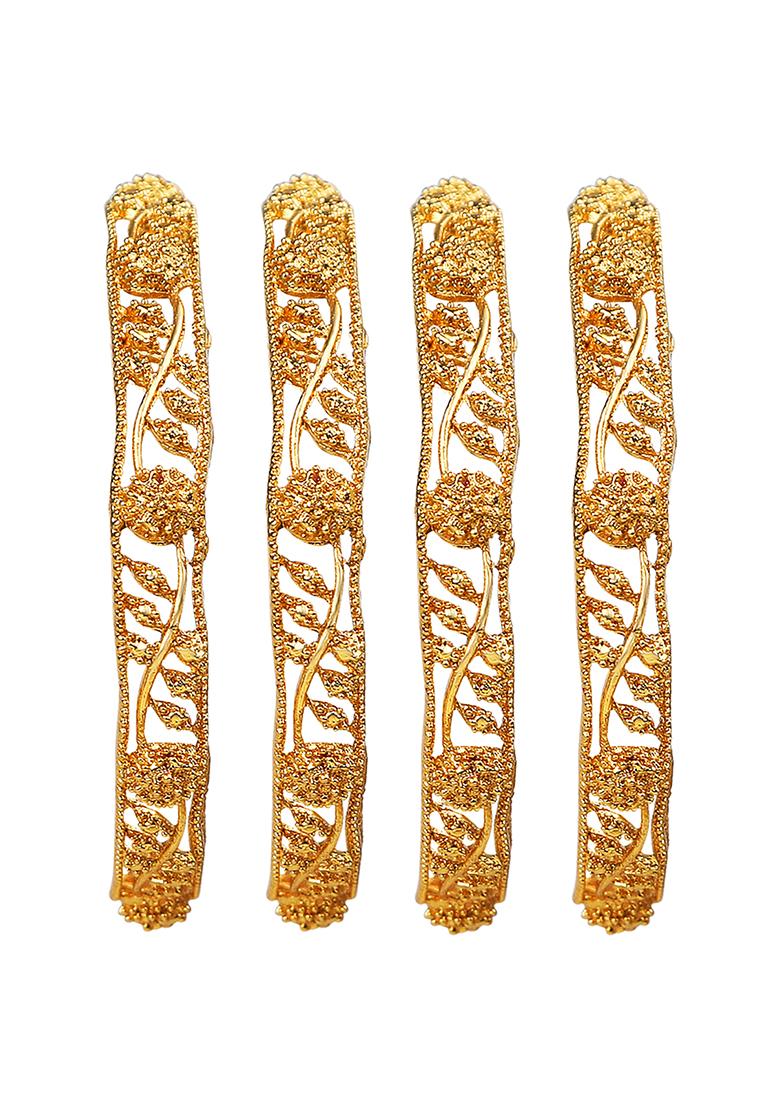 Gold Plated Filigree Leaf Design Bangles