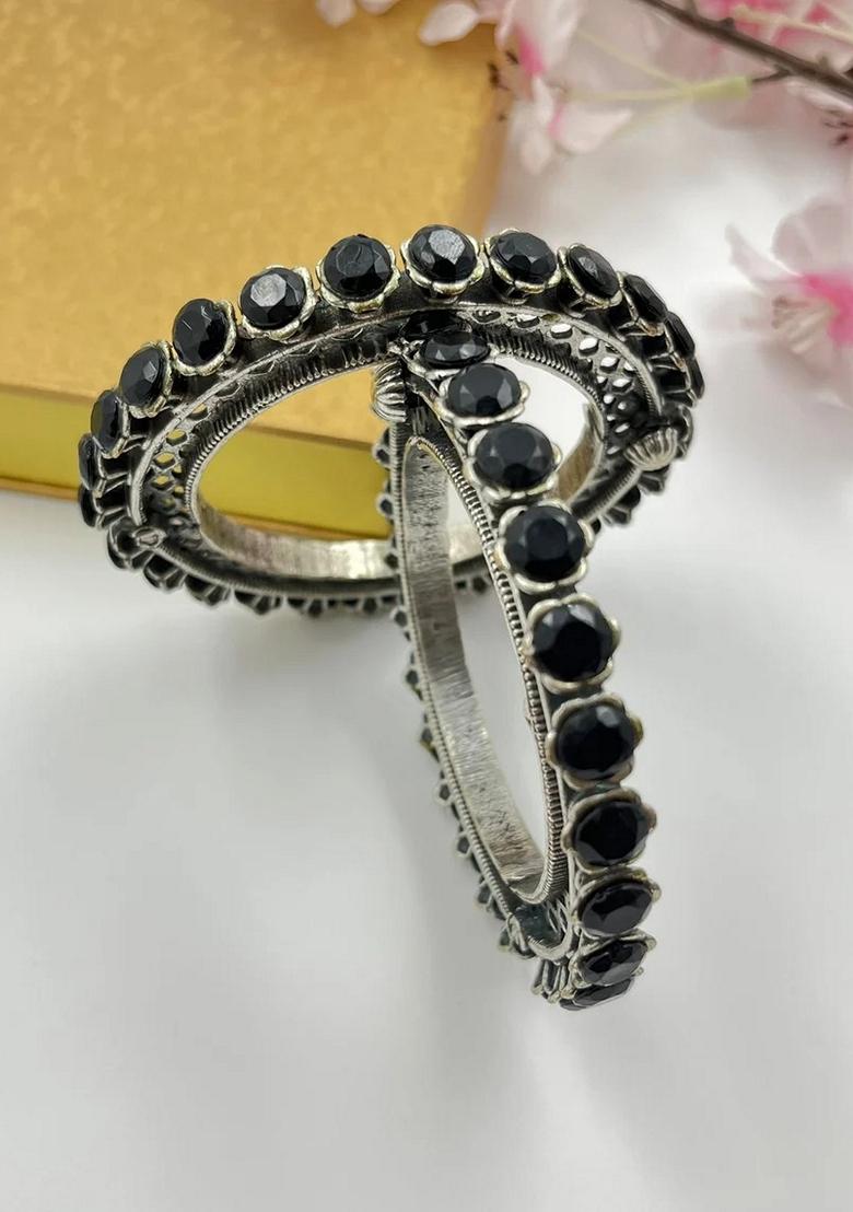 Black Silver Plating Bangles And Bracelets