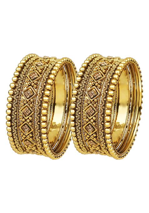 Gold Plated Cz Stones Chuda Bangles