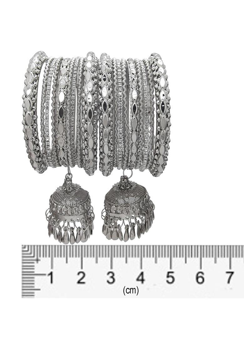 Silver Plated Latkan Kada Bangles