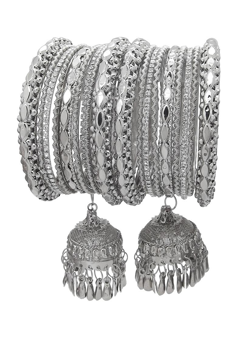 Silver Plated Latkan Kada Bangles