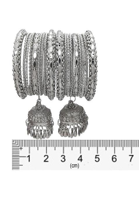 Silver Plated Latkan Kada Bangles