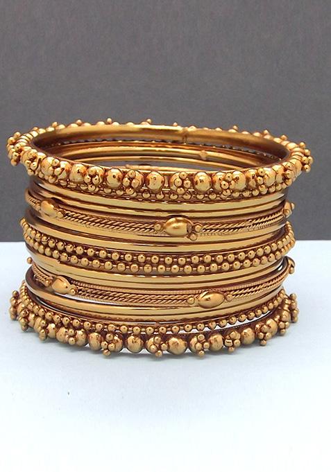 Gold Plated Traditional Bangles Set