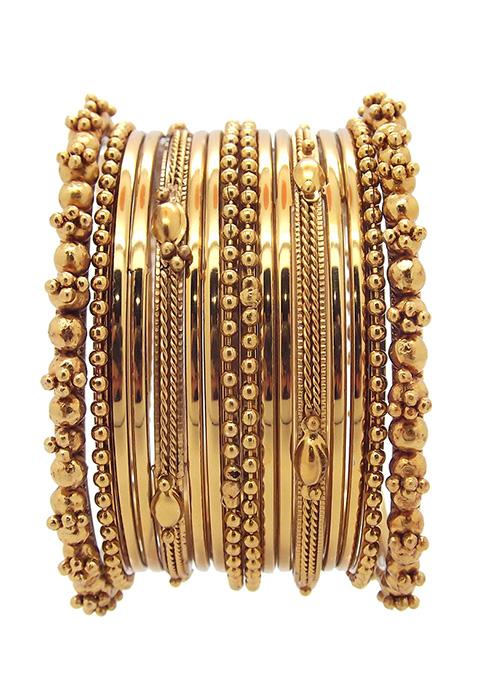 Gold Plated Traditional Bangles Set