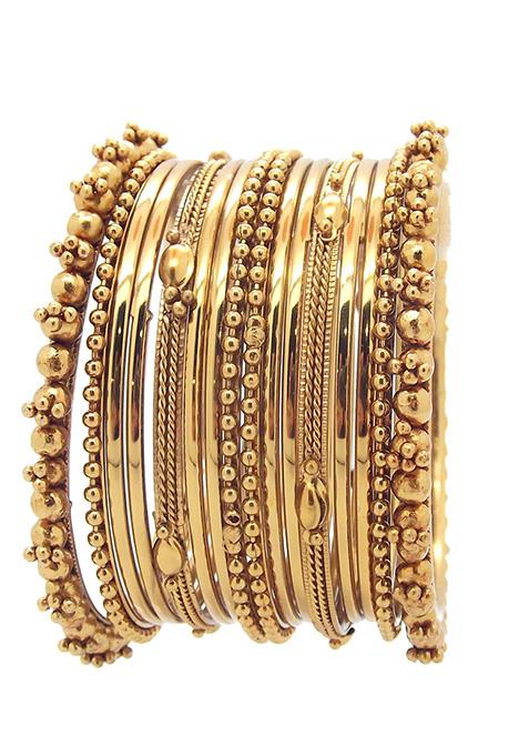 Gold Plated Traditional Bangles Set