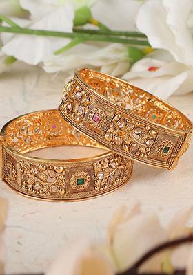 Gold Plated Kundan Bangles