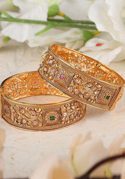 Gold Plated Kundan Bangles