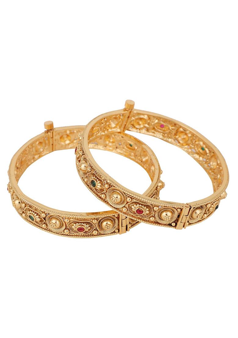 Gold Plated Artificial Stone Bangles - Indya