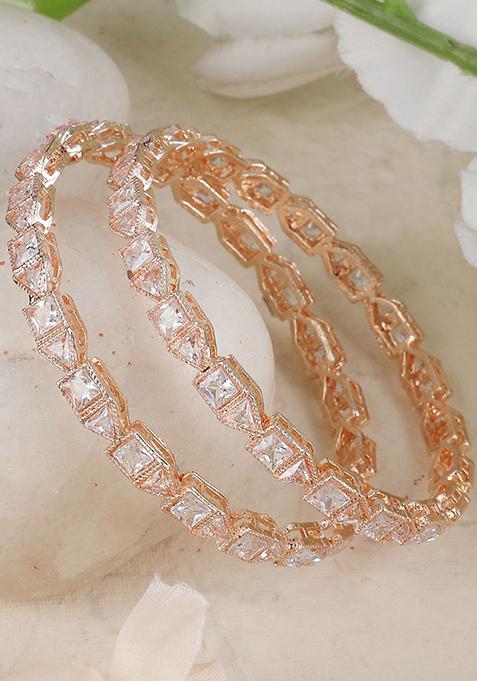 Rose Gold Plated American Diamond Bangles