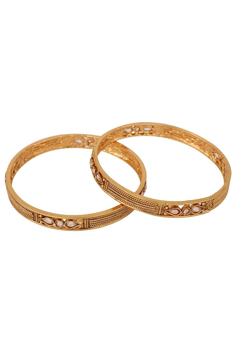 Gold Plated Kundan Bangles - Indya