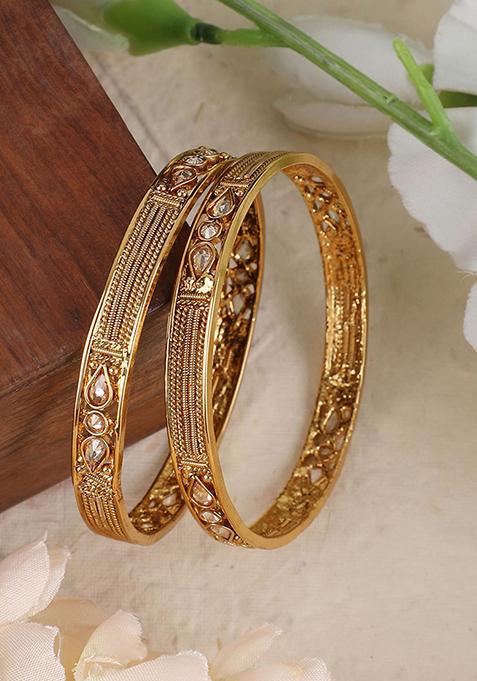 Gold Plated Kundan Bangles