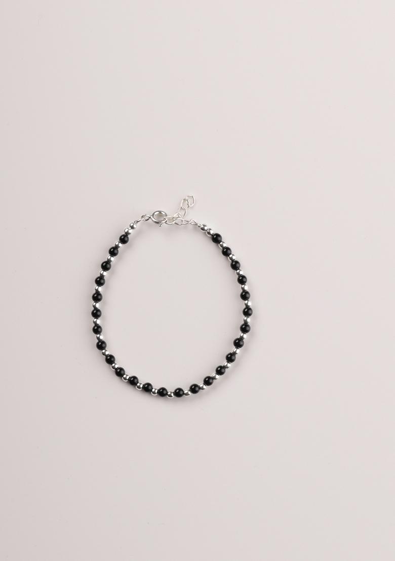 Black Beads 925 Sterling Silver Bracelet