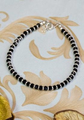 Black Beads 925 Sterling Silver Bracelet
