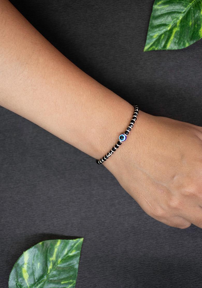Black Beads 925 Sterling Silver Bracelet