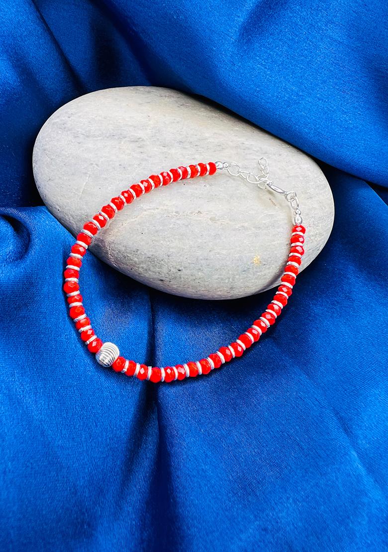 Red Beads 925 Sterling Silver Bracelet