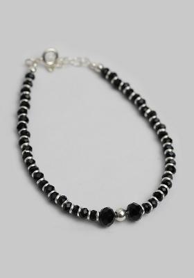 Black Beads 925 Sterling Silver Bracelet