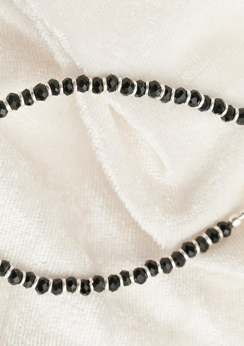 Black Beads 925 Sterling Silver Bracelet