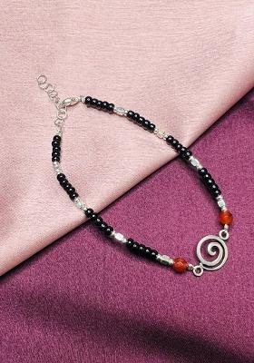 Black Beads 925 Sterling Silver Bracelet