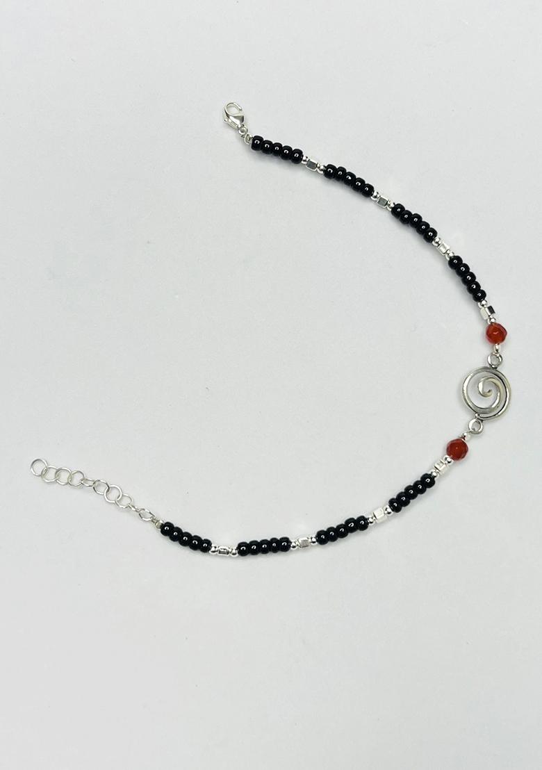 Black Beads 925 Sterling Silver Bracelet