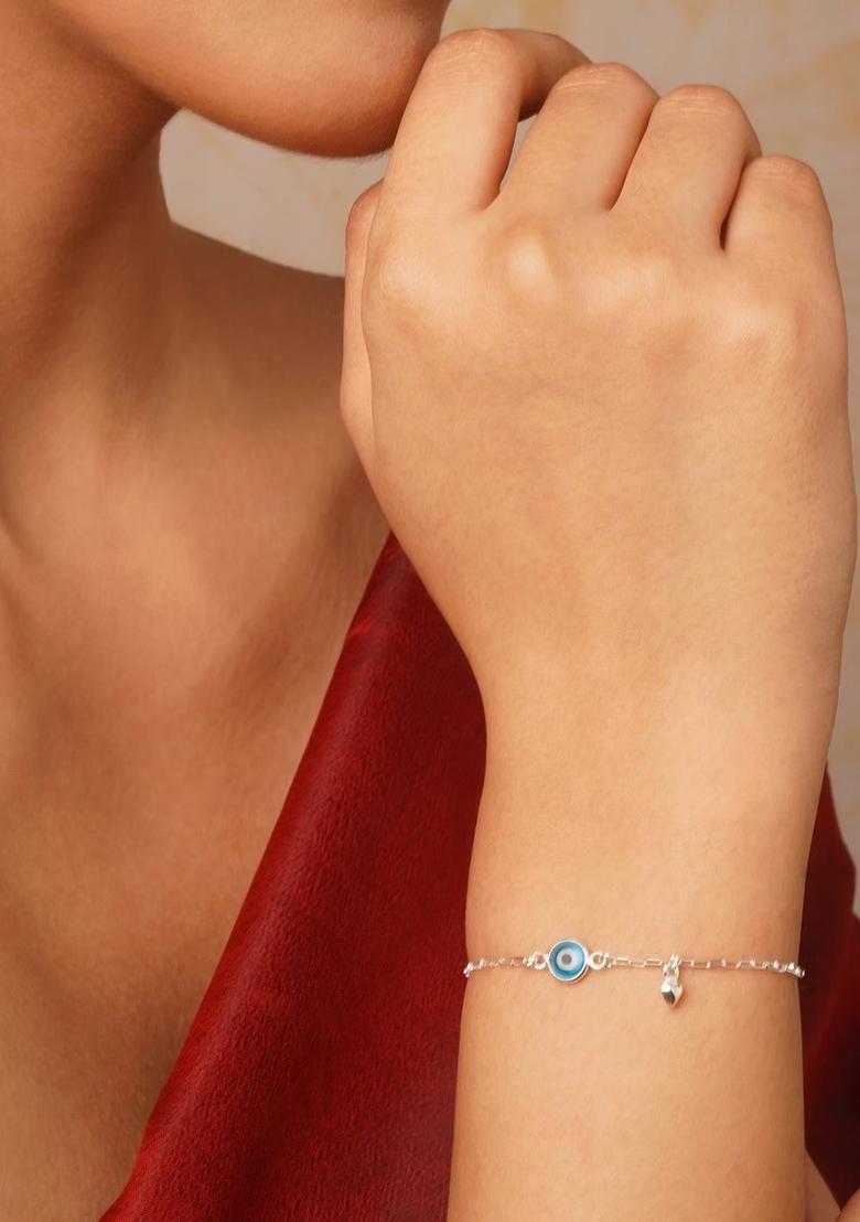 Blue Evil Eye 925 Sterling Silver Bracelet