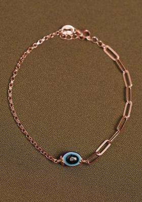 Rose Gold Evil Eye 925 Sterling Silver Bracelet