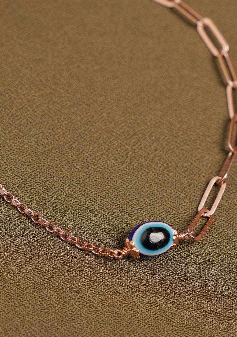Rose Gold Evil Eye 925 Sterling Silver Bracelet