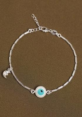 White Evil Eye 925 Sterling Silver Bracelet