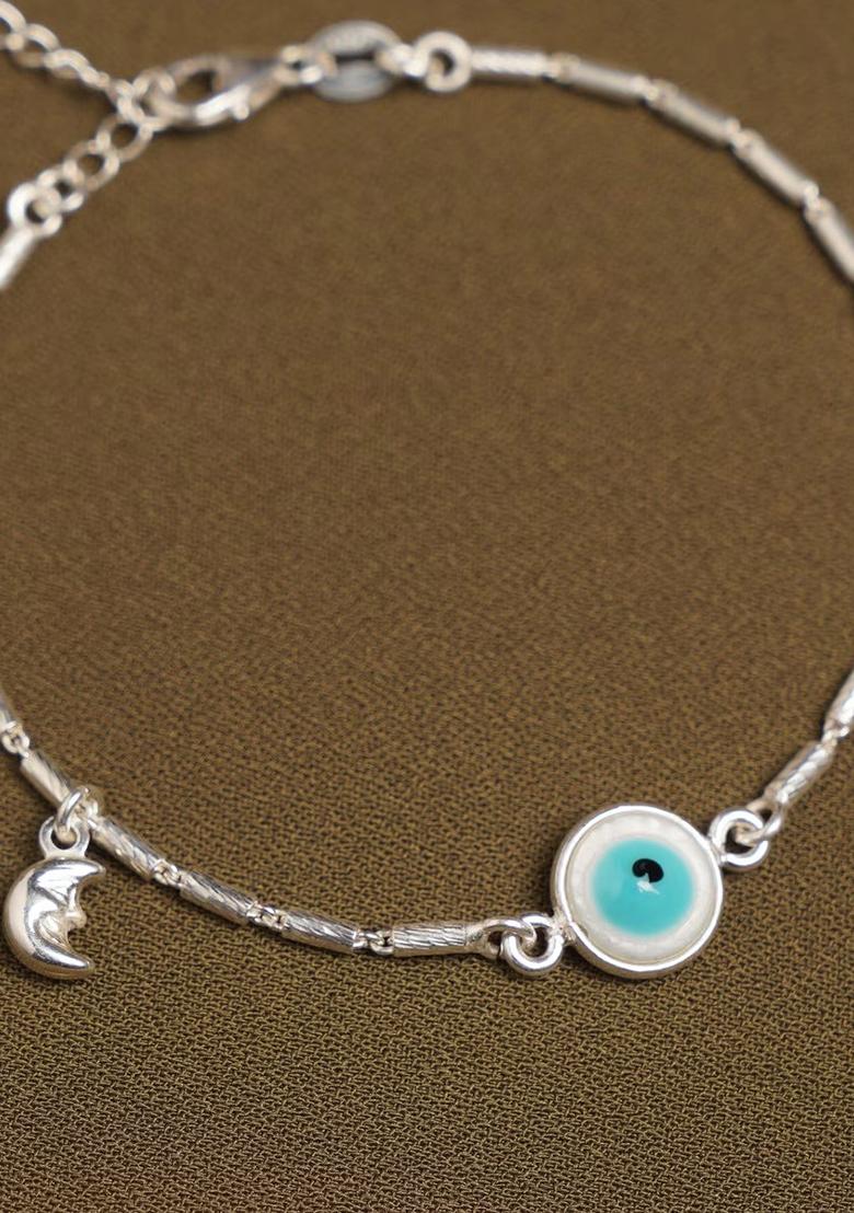 White Evil Eye 925 Sterling Silver Bracelet