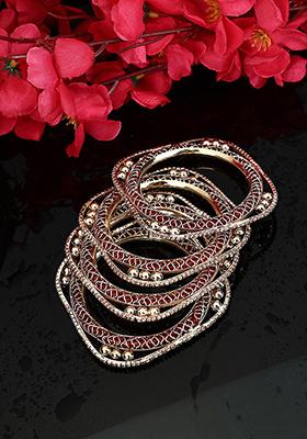 Rose Gold Plated Cubic Zirconia Kada Set