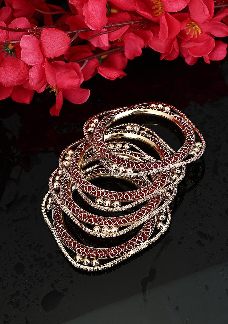 Rose Gold Plated Cubic Zirconia Kada Set