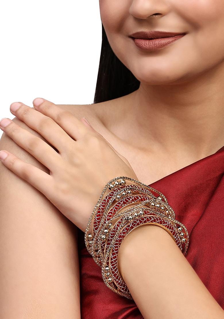 Rose Gold Plated Cubic Zirconia Kada Set