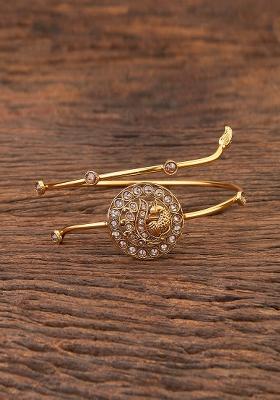 Golden White Pearl And Polki Embellished Armlet