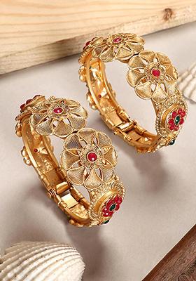 Gold Plated Artificial Stone Bead Kada Sets