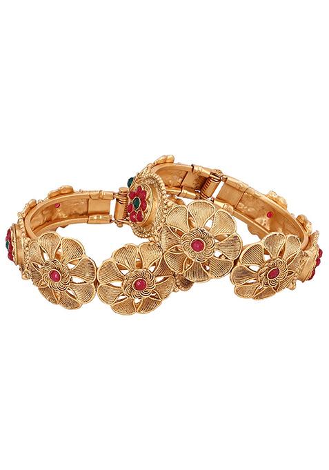 Gold Plated Artificial Stone Bead Kada Sets
