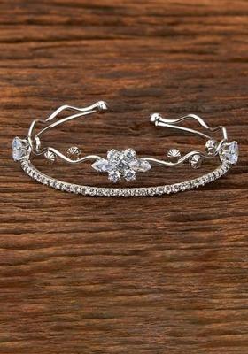 Golden White Pearl And Zircon Beads Kada Bracelet