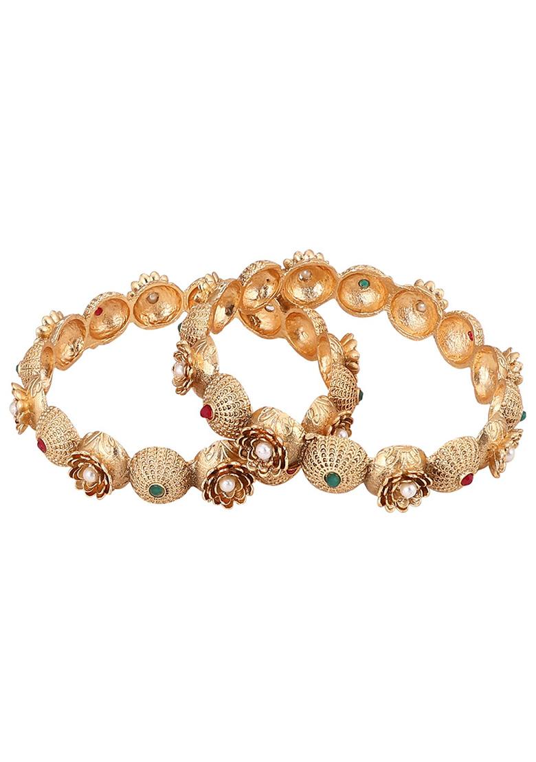 Gold Plated Artificial Stone Bead Bangles