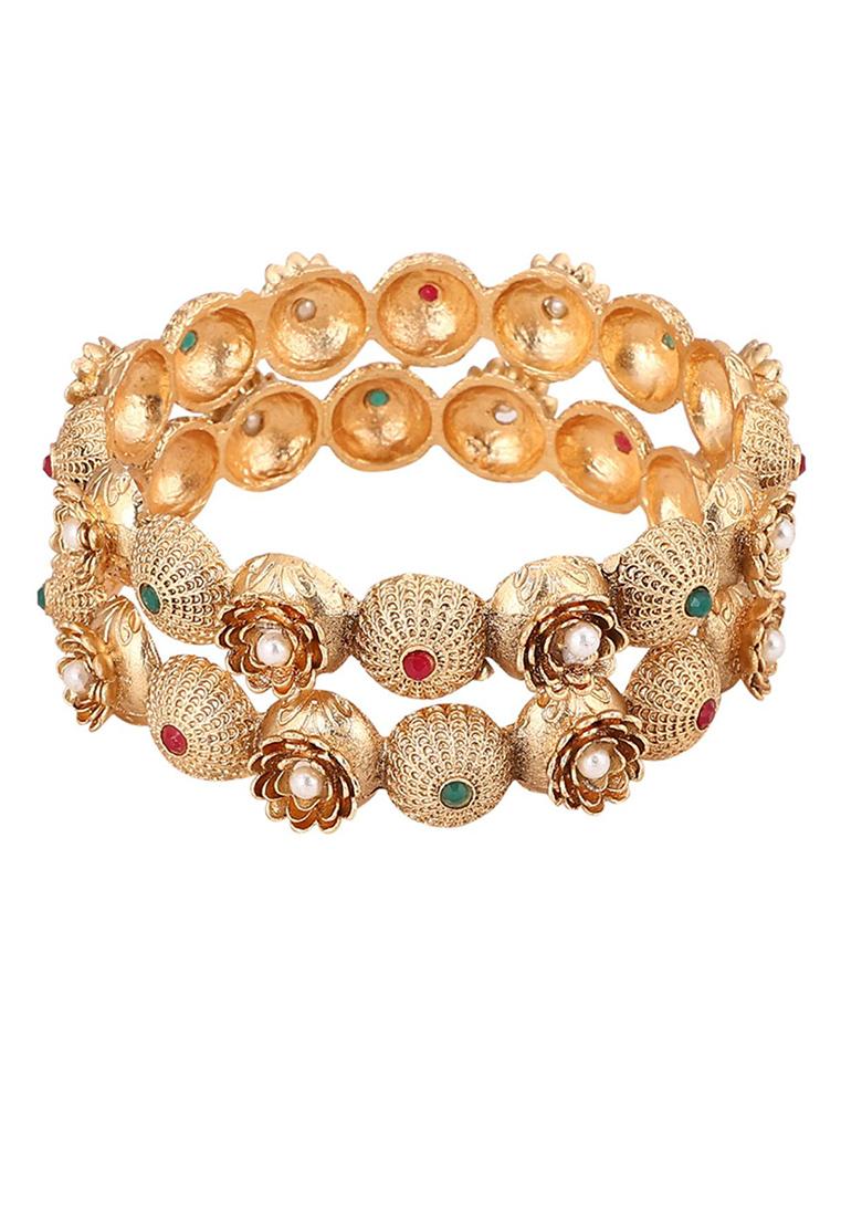 Gold Plated Artificial Stone Bead Bangles