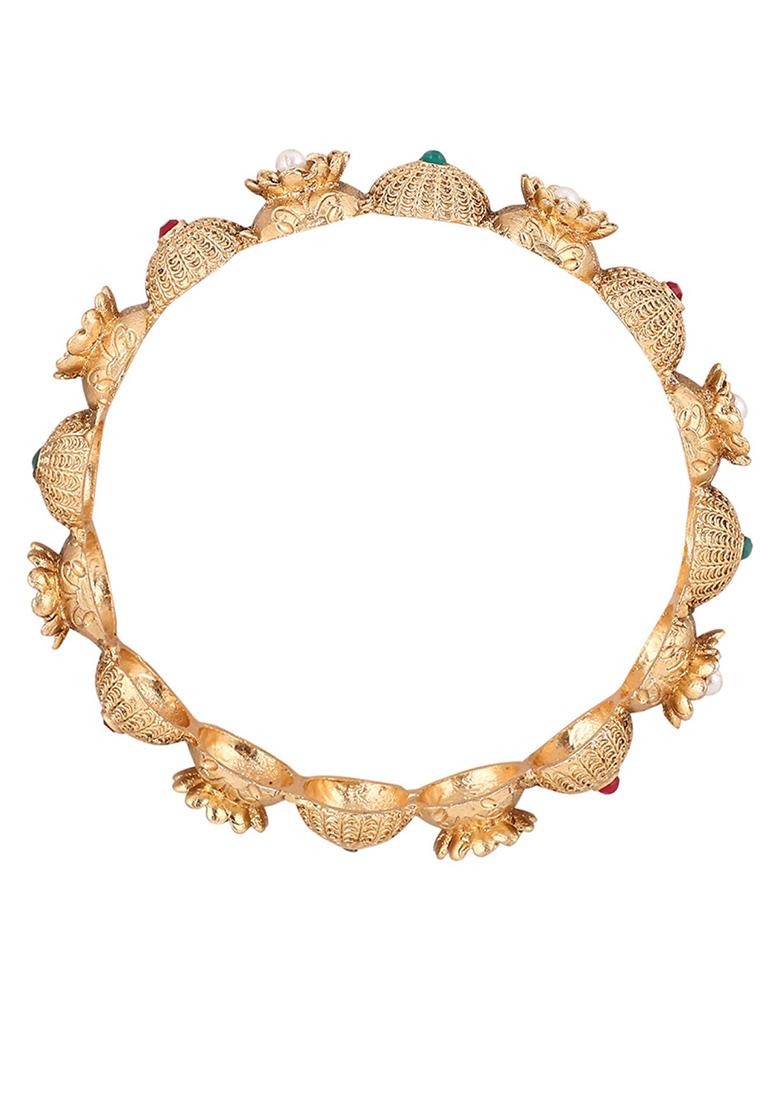 Gold Plated Artificial Stone Bead Bangles