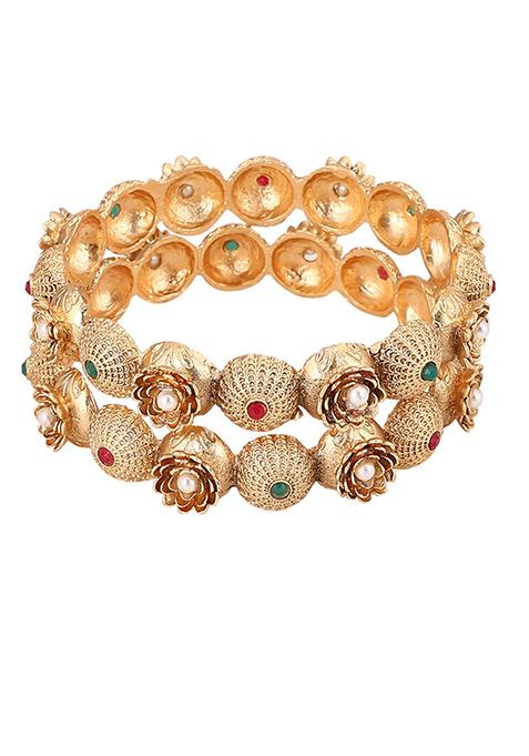 Gold Plated Artificial Stone Bead Bangles