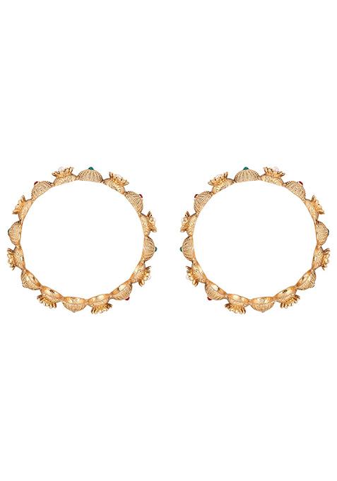 Gold Plated Artificial Stone Bead Bangles