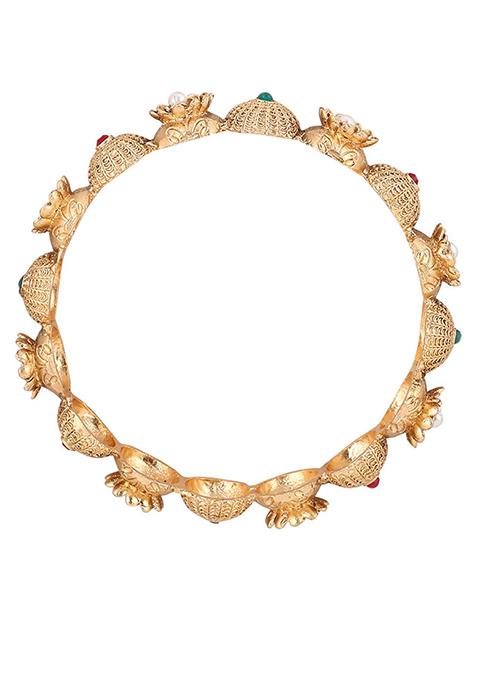 Gold Plated Artificial Stone Bead Bangles