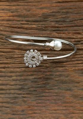 Golden White Pearl And Zircon Beads Kada Bracelet