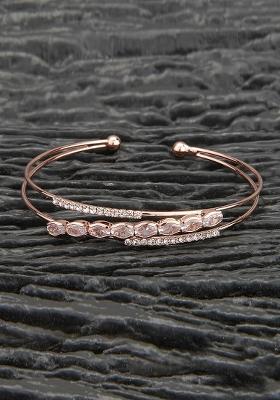 Golden White Pearl And Zircon Beads Kada Bracelet