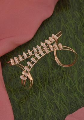 Golden White Pearl And Zircon Beads Kada Bracelet