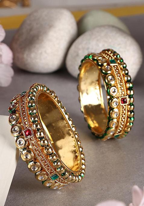 Gold Plated Artificial Stone Bead Bangles