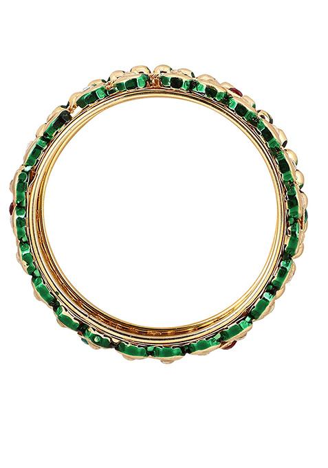 Gold Plated Artificial Stone Bead Bangles