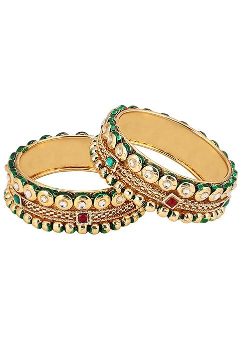 Gold Plated Artificial Stone Bead Bangles