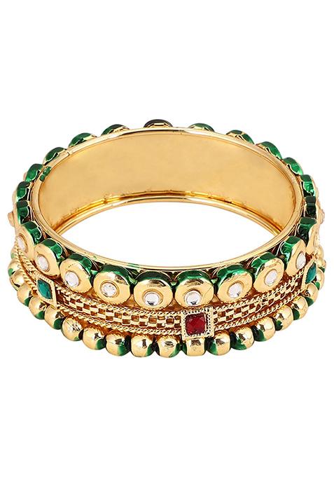 Gold Plated Artificial Stone Bead Bangles